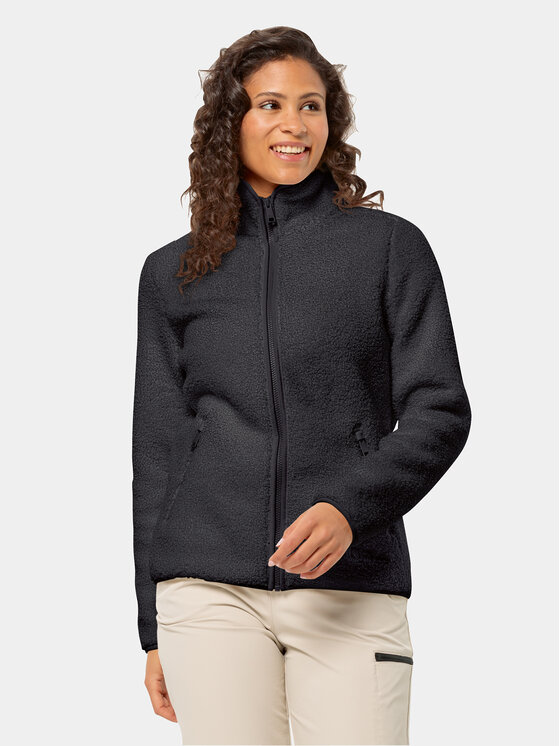 Jack Wolfskin Полар High Curl Jacket 1708732 Черен Regular Fit цвят на ниска цена