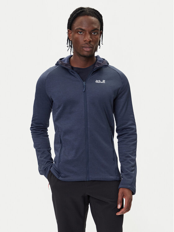 Jack Wolfskin Полар Peak District A65272 Тъмносин Regular Fit цвят на ниска цена