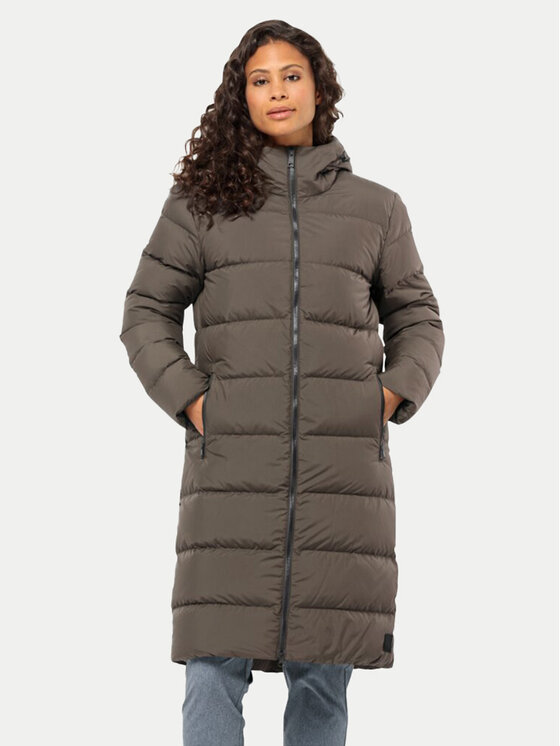 Jack Wolfskin Пухено яке Frozen Palace Coat 1204133 Кафяв Regular Fit цвят на ниска цена