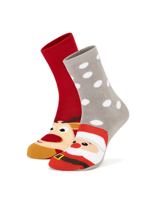 Jenny Fairy Дълги чорапи 4WB-003-AW24 (2-pack) Червен цвят на ниска цена