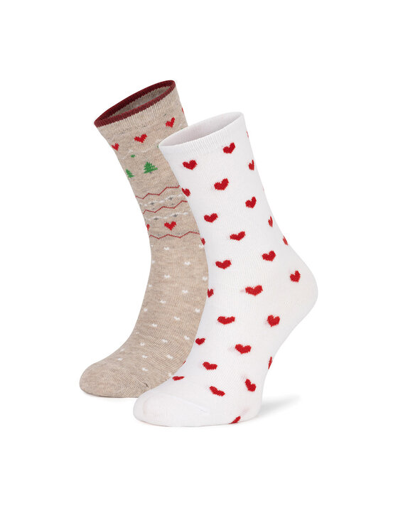 Jenny Fairy Дълги чорапи 4WB-004-AW24 (2-pack) Бял цвят на ниска цена