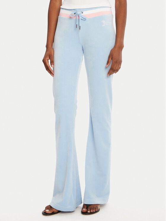 Juicy Couture Долнище анцуг Velour JCWBJ225352 Светлосиньо Regular Fit цвят на ниска цена