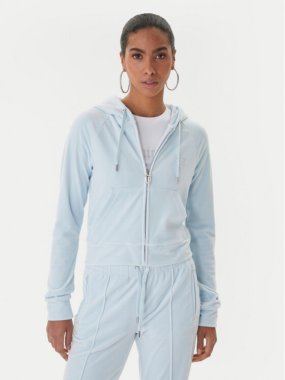Juicy Couture Суитшърт Madison JCWAS225306 Светлосиньо Slim Fit цвят на ниска цена