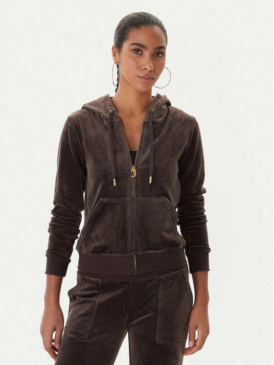 Juicy Couture Суитшърт Robertson JCAP176G Кафяв Slim Fit цвят на ниска цена