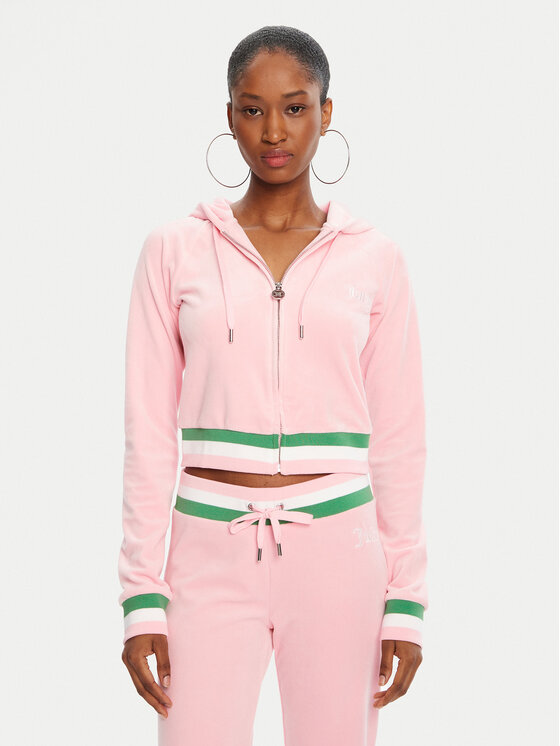 Juicy Couture Суитшърт Velour Crop JCWAS225351 Розов Regular Fit цвят на ниска цена
