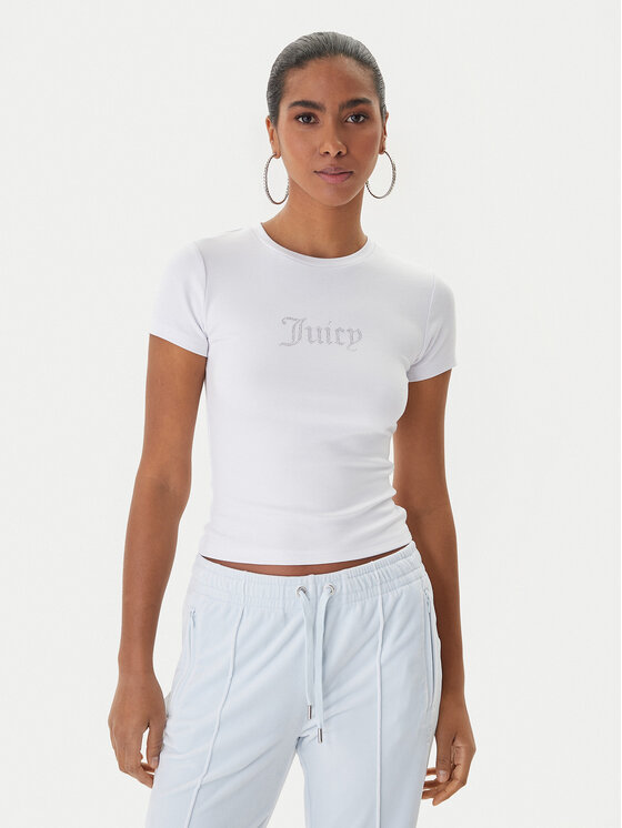 Juicy Couture Тишърт Esme JCWCT225323 Бял Slim Fit цвят на ниска цена
