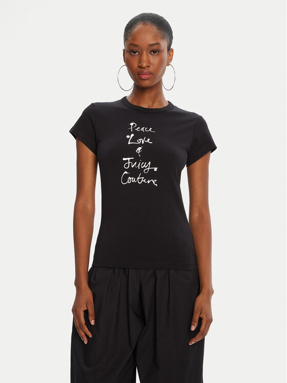 Juicy Couture Тишърт JCNCT225458 Черен Regular Fit цвят на ниска цена
