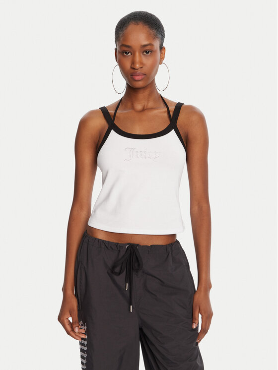 Juicy Couture топ Amira JCWCT225302 Бял Slim Fit цвят на ниска цена