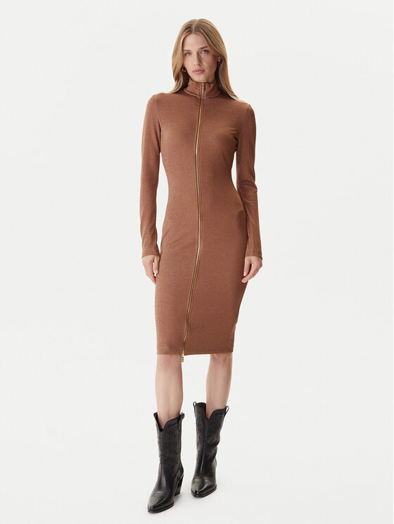 Just Cavalli Ежедневна рокля 79PAO905 J0251 Кафяв Slim Fit цвят на ниска цена