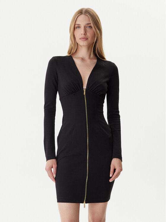 Just Cavalli Плетена рокля 79PAO937 J0092 Черен Slim Fit цвят на ниска цена