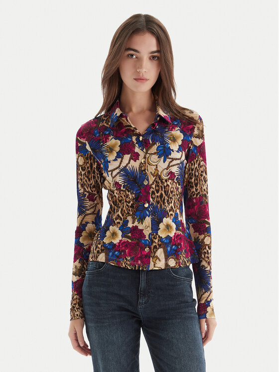 Just Cavalli Риза 79PAL228 JS531 Цветен Slim Fit цвят на ниска цена