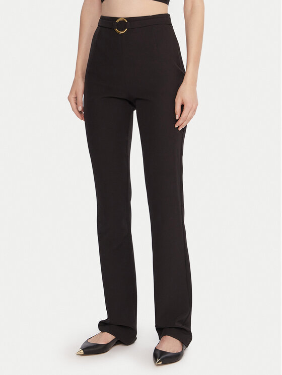 Just Cavalli Текстилни панталони 79PAA131 N0626 Черен Flare Fit цвят на ниска цена