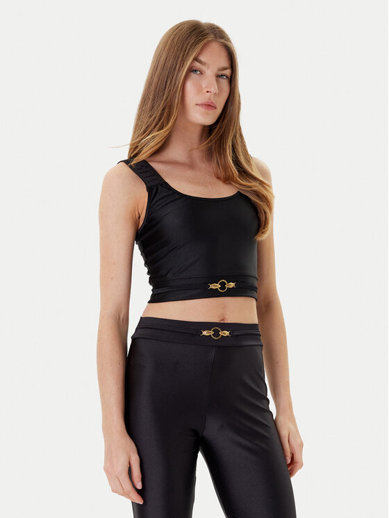 Just Cavalli топ 78PAM2A6 Черен Slim Fit цвят на ниска цена