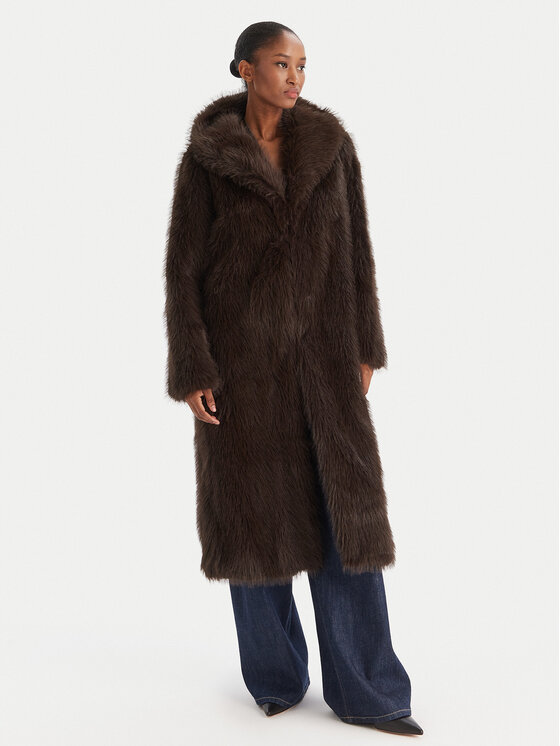 KAOS Кожено палто RI1NT056 Кафяв Regular Fit цвят на ниска цена