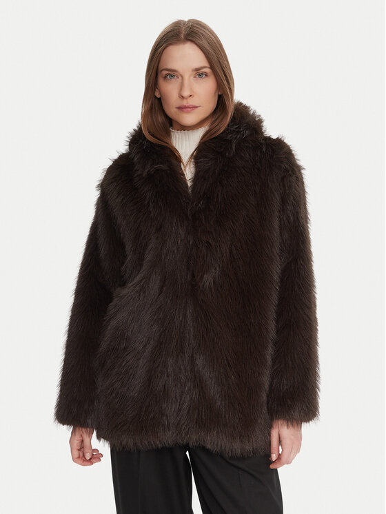 KAOS Кожено палто RI1NT057 6006 Кафяв Regular Fit цвят на ниска цена