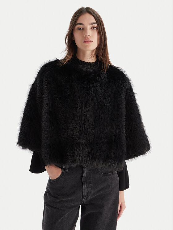 KAOS Кожено палто RI1NT073 Черен Regular Fit цвят на ниска цена