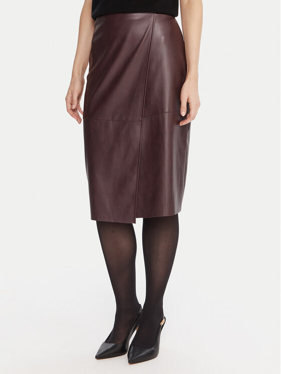 KAOS Пола от имитация на кожа RI1LE012 Бордо Regular Fit цвят на ниска цена