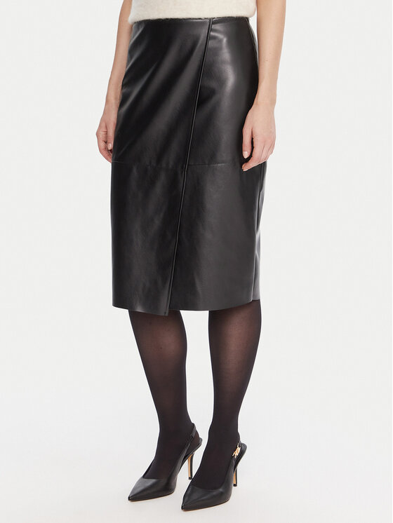 KAOS Пола от имитация на кожа RI1LE012 Черен Regular Fit цвят на ниска цена