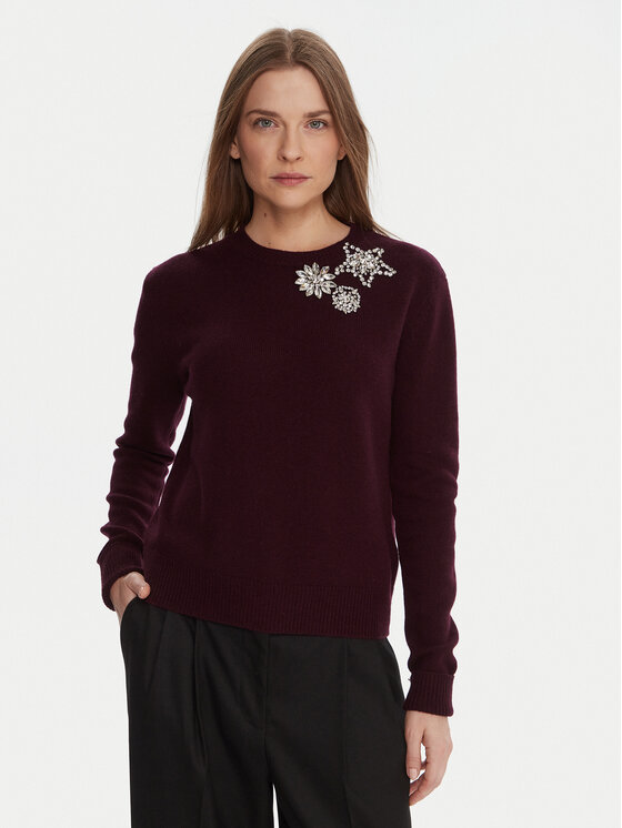 KAOS Пуловер RI1KT022 Бордо Regular Fit цвят на ниска цена