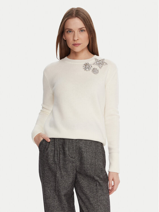 KAOS Пуловер RI1KT022 Екрю Regular Fit цвят на ниска цена