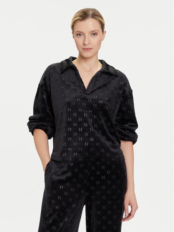 KARL LAGERFELD Блуза A4W44007 Черен Regular Fit цвят на ниска цена