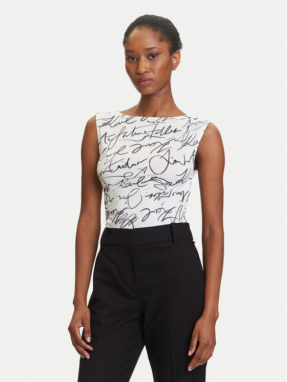 KARL LAGERFELD Боди A3W17010 Екрю Slim Fit цвят на ниска цена