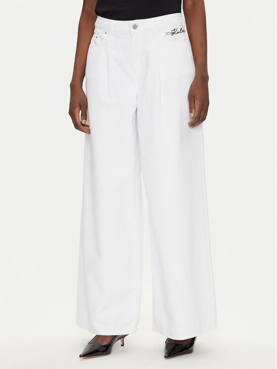 KARL LAGERFELD Дънки A2W10158 Бял Wide Leg цвят на ниска цена