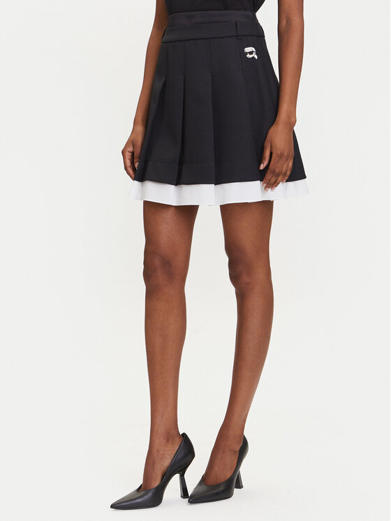 KARL LAGERFELD Мини пола A3W12021 Черен Regular Fit цвят на ниска цена