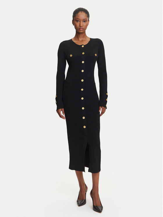 KARL LAGERFELD Плетена рокля A3W13038 Черен Slim Fit цвят на ниска цена