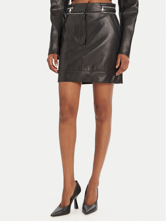 KARL LAGERFELD Пола от имитация на кожа A3W12014 Черен Regular Fit цвят на ниска цена