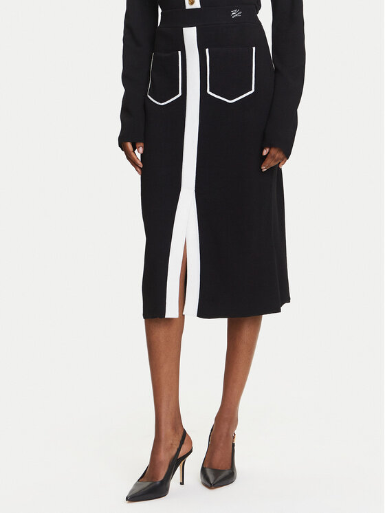 KARL LAGERFELD Пола тип молив A3W12023 Черен Regular Fit цвят на ниска цена