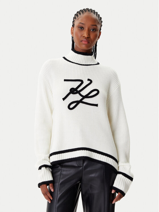 KARL LAGERFELD Поло A4W18051 Бял Regular Fit цвят на ниска цена