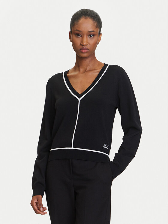 KARL LAGERFELD Пуловер A3W18023 Черен Regular Fit цвят на ниска цена