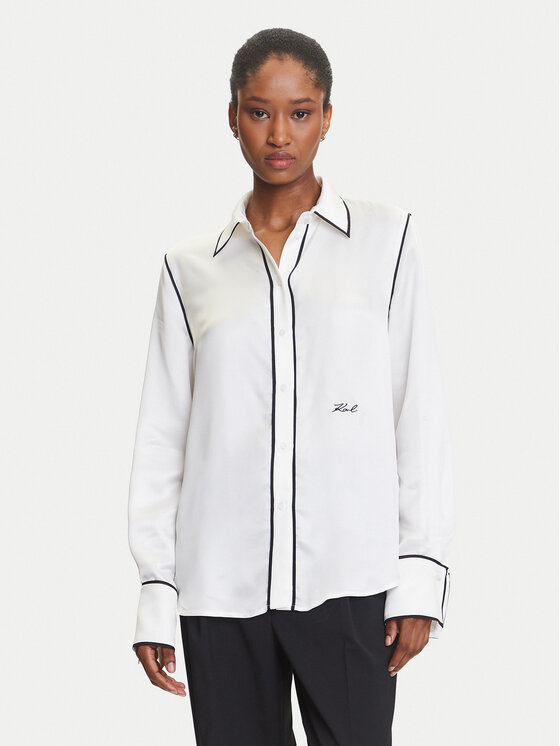 KARL LAGERFELD Риза A3W11012 Бял Regular Fit цвят на ниска цена