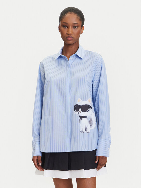KARL LAGERFELD Риза A3W11029 Син Regular Fit цвят на ниска цена