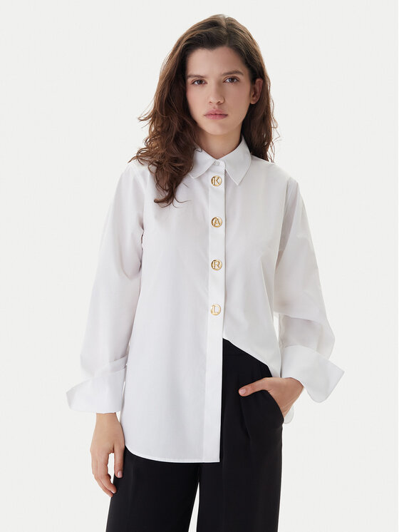 KARL LAGERFELD Риза B1W11012 Бял Regular Fit цвят на ниска цена