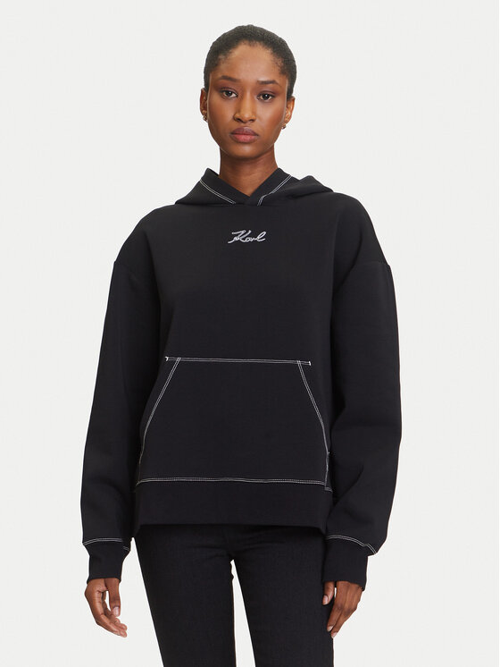 KARL LAGERFELD Суитшърт A3W20011 Черен Relaxed Fit цвят на ниска цена