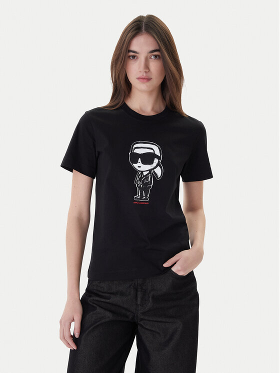 KARL LAGERFELD Тишърт A1W17126 Черен Regular Fit цвят на ниска цена