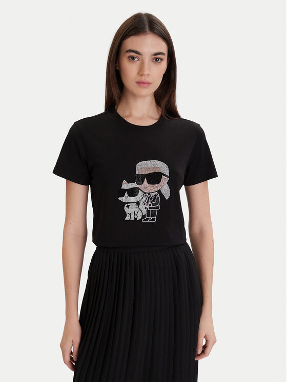 KARL LAGERFELD Тишърт A1W17131 Черен Regular Fit цвят на ниска цена