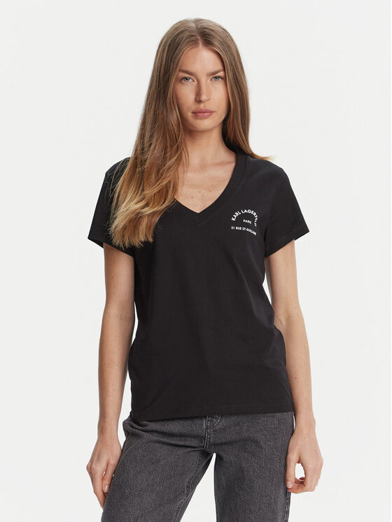 KARL LAGERFELD Тишърт A3W17104 Черен Regular Fit цвят на ниска цена