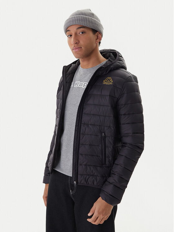 Kappa Преходно яке Logo Astrom 34243TW Черен Slim Fit цвят на ниска цена