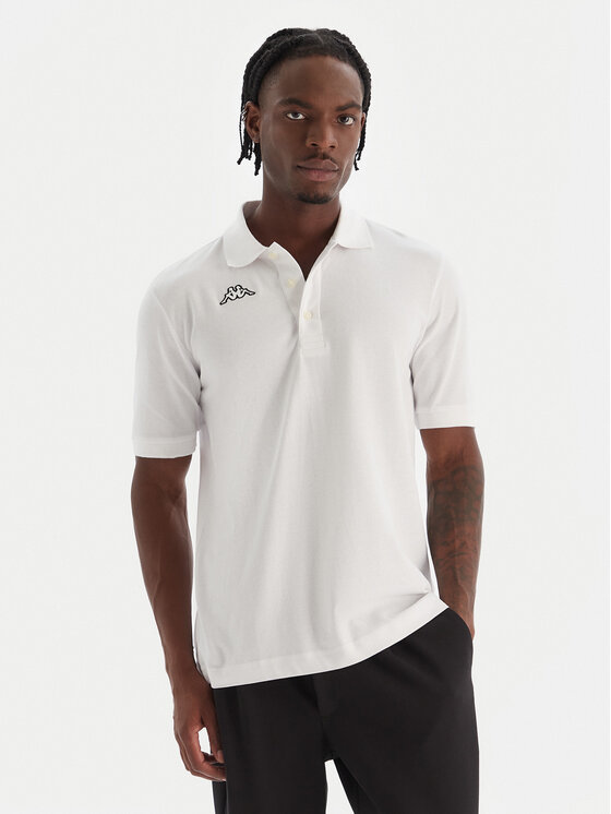 Kappa Тениска с яка и копчета Logo Sharas Mss 302B3D0 Бял Regular Fit цвят на ниска цена