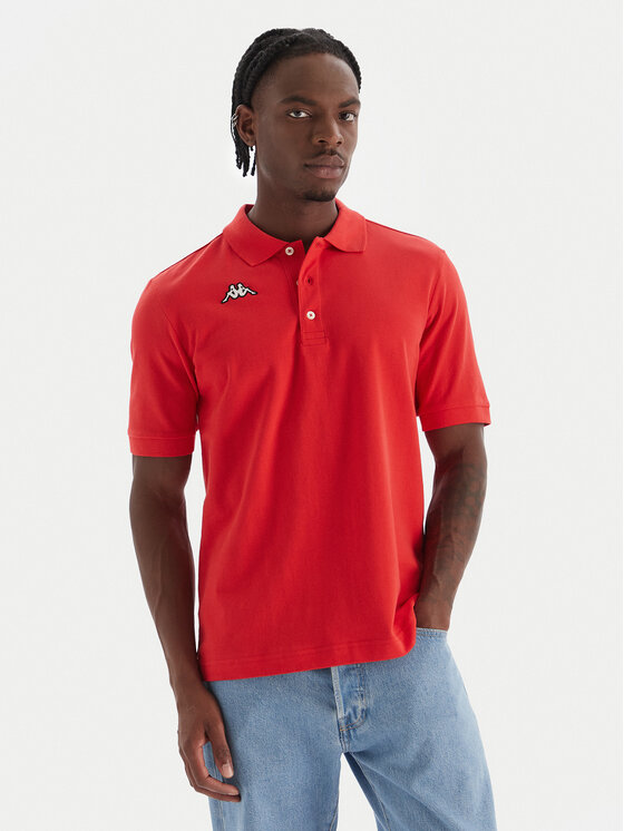 Kappa Тениска с яка и копчета Logo Sharas Mss 302B3D0 Червен Regular Fit цвят на ниска цена