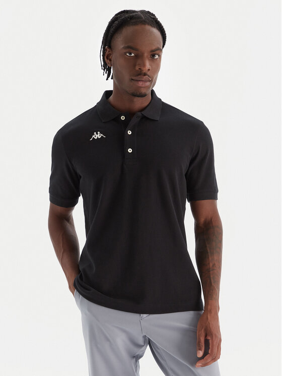 Kappa Тениска с яка и копчета Logo Sharas Mss 302B3D0 Черен Regular Fit цвят на ниска цена