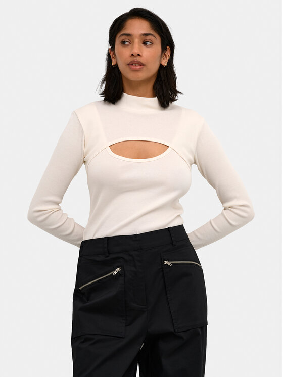 Karen by Simonsen Блуза Mandarina 10104770 Екрю Regular Fit цвят на ниска цена