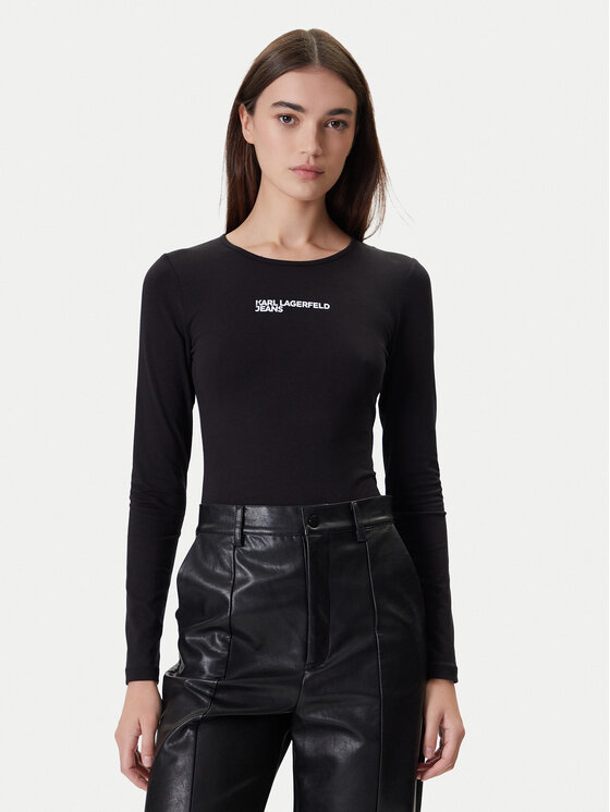 Karl Lagerfeld Jeans Боди A4W17017 Черен Slim Fit цвят на ниска цена