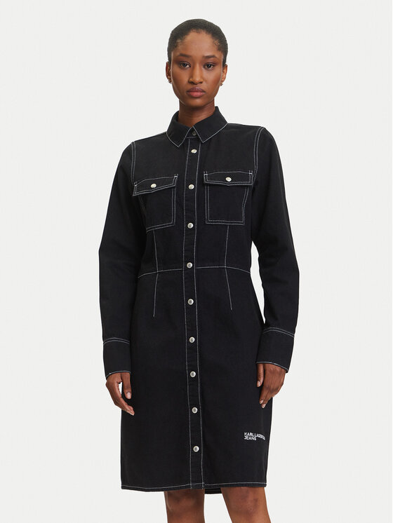 Karl Lagerfeld Jeans Дънкова рокля A3W13015 Тъмносин Regular Fit цвят на ниска цена