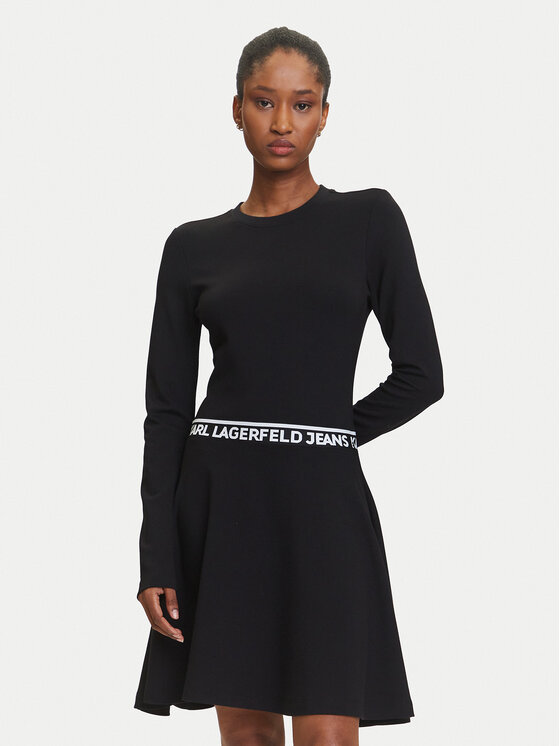 Karl Lagerfeld Jeans Ежедневна рокля A3W13009 Черен Regular Fit цвят на ниска цена