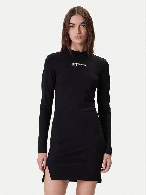Karl Lagerfeld Jeans Ежедневна рокля A4W13005 Черен Slim Fit цвят на ниска цена