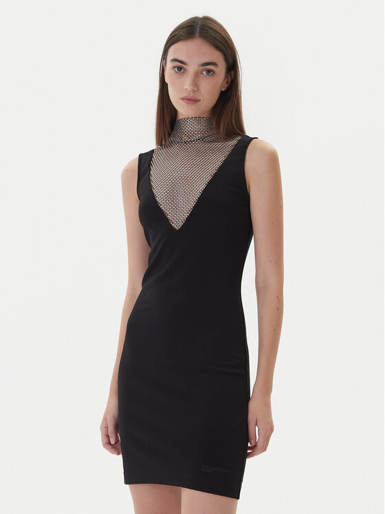 Karl Lagerfeld Jeans Коктейлна рокля A4W13009 Черен Slim Fit цвят на ниска цена